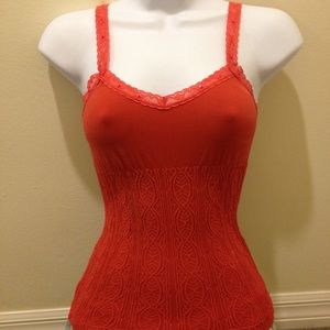 XS Stretchy Detailed Red Orange Tank Top